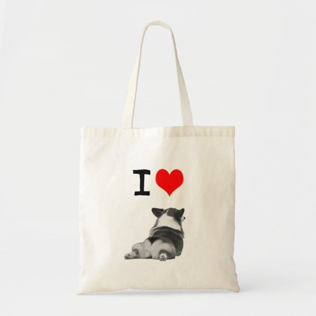 Bolsa Tote Eu amo bumbuns do Corgi (Frente)
