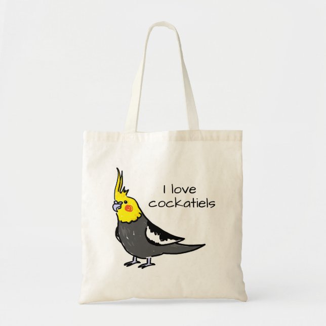 Bolsa Tote Eu Amo Cacatuas Cinzentas Normais (Frente)