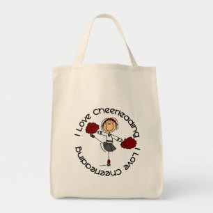 Bolsa Tote Eu amo Cheerleading a figura cheerleader da vara