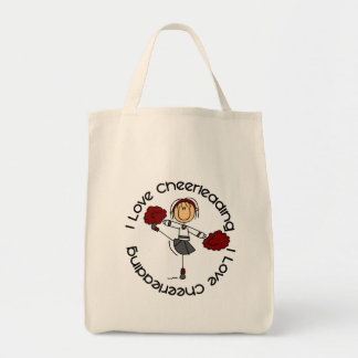 Bolsa Tote Eu amo Cheerleading a figura cheerleader da vara