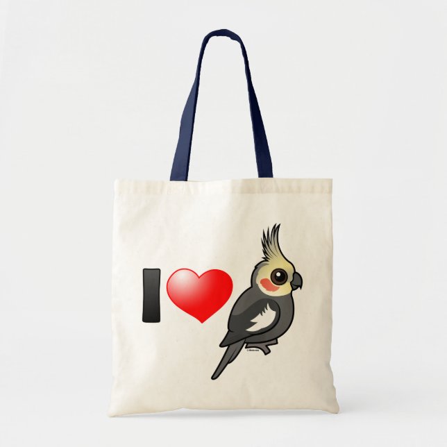 Bolsa Tote Eu amo Cockatiels (Frente)