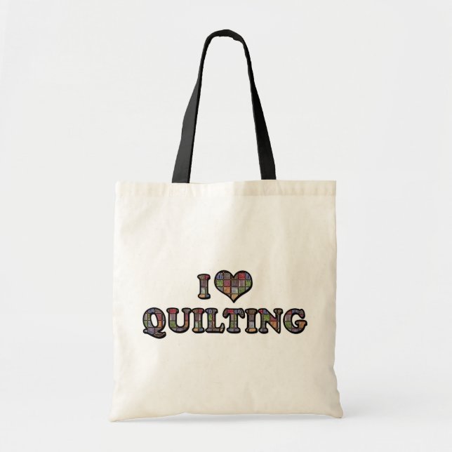 Bolsa Tote Eu Amo Coração de Quilting - Costura Quilter (Frente)