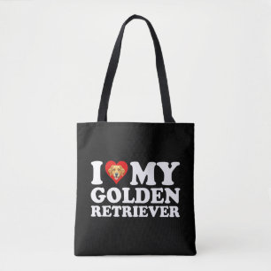 Bolsa Tote Eu Amo (Coração) Meu Golden Retriever