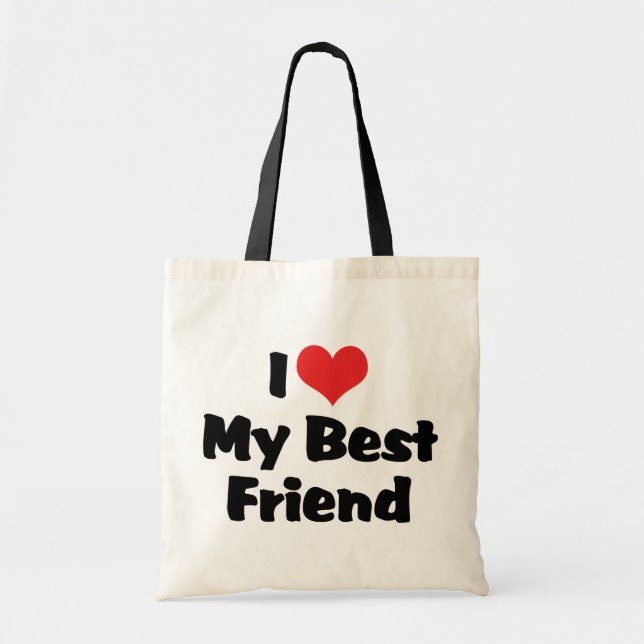 Bolsa Tote Eu Amo Coração Meu Melhor Amigo - BFF (Frente)