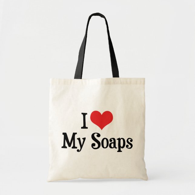 Bolsa Tote Eu Amo Coração Meus Sabonetes - Amante de Telenove (Frente)
