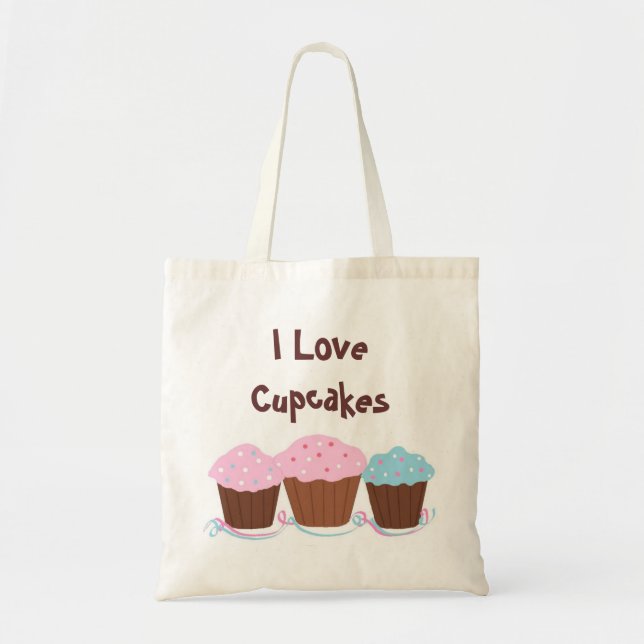 Bolsa Tote Eu Amo Cupcakes (Frente)