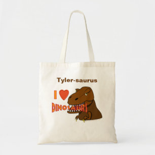 Bolsa Tote Eu amo desenhos animados Tyrranosaurus Rex dos