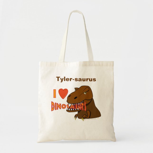 Bolsa Tote Eu amo desenhos animados Tyrranosaurus Rex dos (Frente)