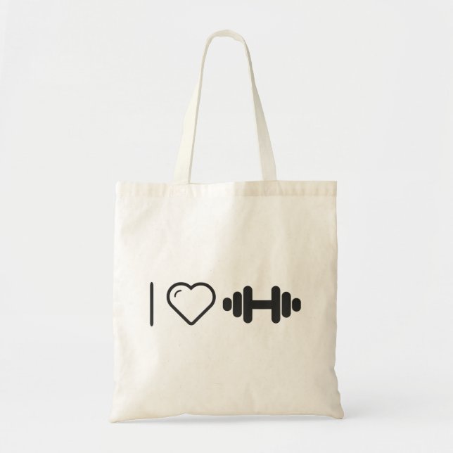 Bolsa Tote Eu amo Dumbbells médios (Frente)