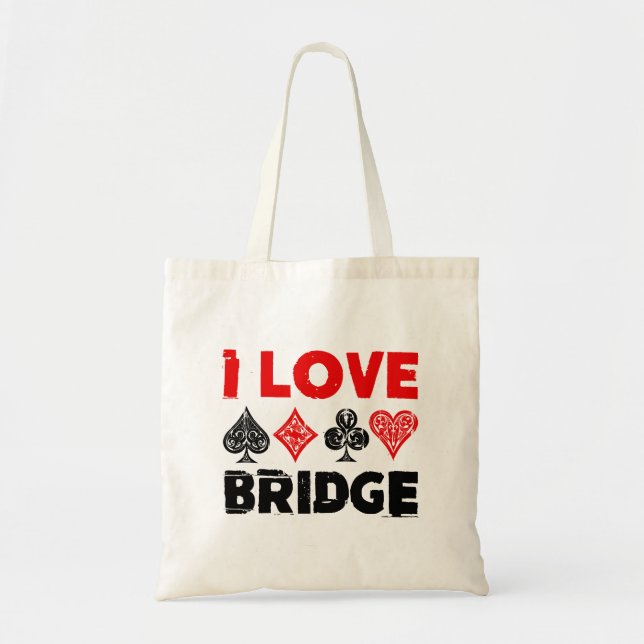 Bolsa Tote Eu Amo Entusiasta Do Jogador Do Bridge Card (Frente)