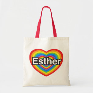 Bolsa Tote Eu amo Esther. Eu te amo Esther. Coração