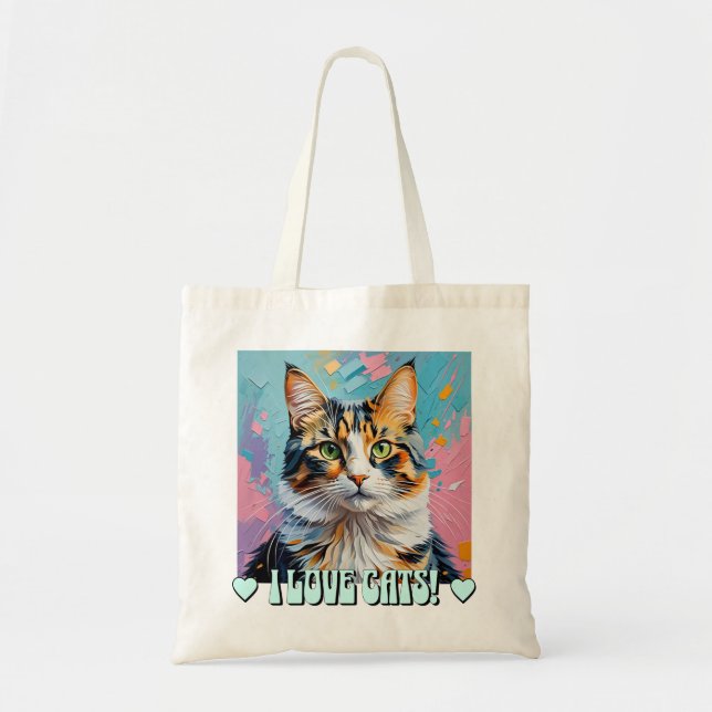 Bolsa Tote Eu Amo Gatos! (Frente)