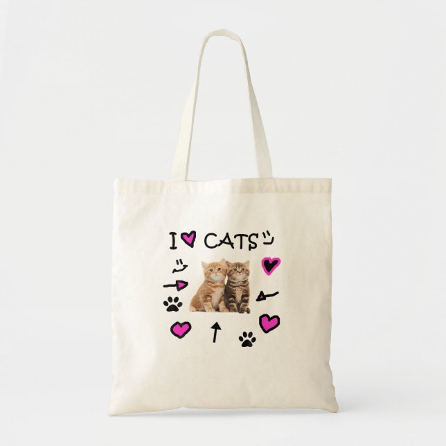 Bolsa Tote Eu Amo Gatos - Eu Amo Gatinhos - Gatinhos (Frente)