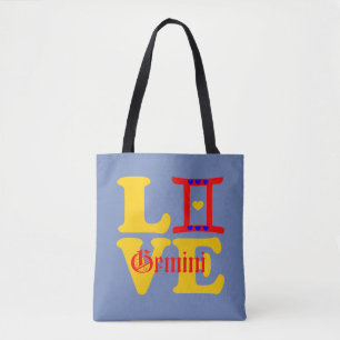 Bolsa Tote ♊★😍Eu Amo Gêmeos-Melhor-Signo-Do-Zodíaco-Estampa-
