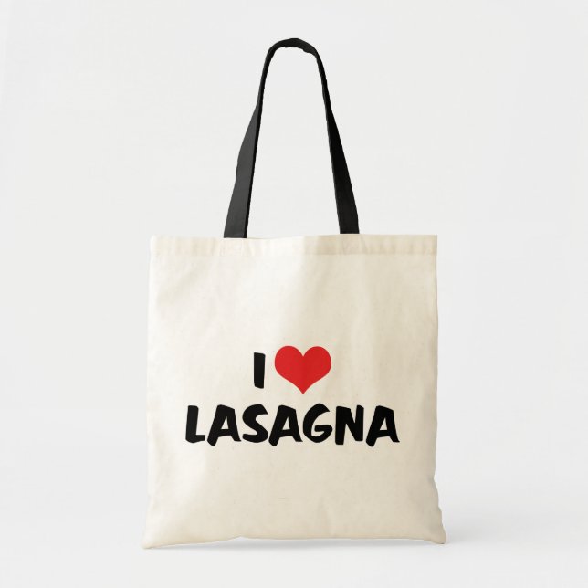 Bolsa Tote Eu Amo Heart Lasagna - Comida italiana Pasta Lover (Frente)