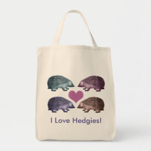Bolsa Tote Eu amo Hedgies! - Quatro ouriços adoráveis