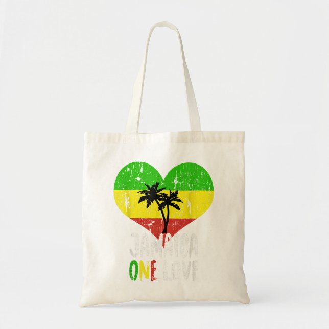 Bolsa Tote Eu Amo Jamaica One Love Palm Tree Reggage (Frente)