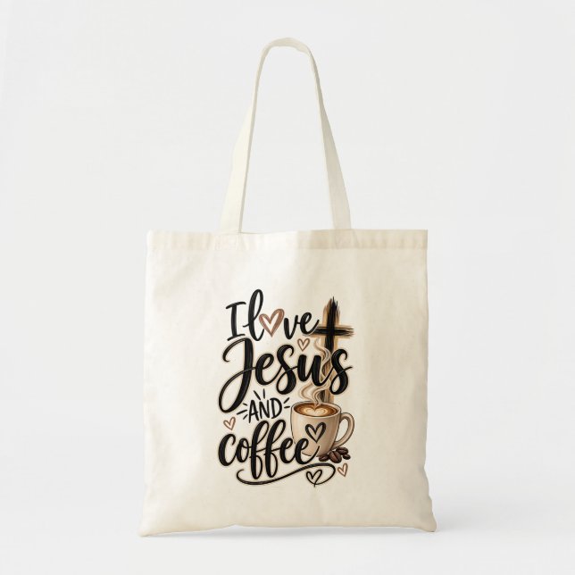 Bolsa Tote Eu amo Jesus e café (Frente)
