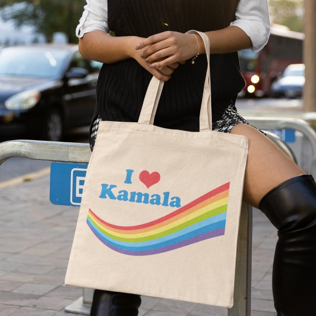 Bolsa Tote Eu Amo Kamala Harris Rainbow (Criador carregado)