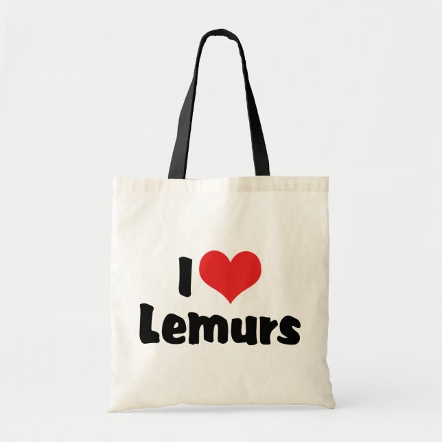 Bolsa Tote Eu Amo Lêmures Coração (Frente)