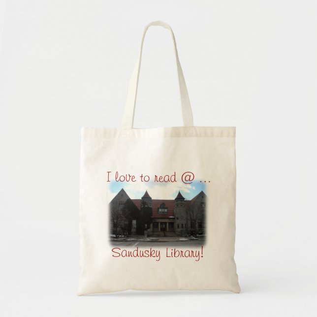 Bolsa Tote Eu amo ler @ a biblioteca de Sandusky (Frente)