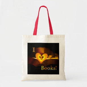 Bolsa Tote Eu amo livros - I "coração" registra (luz de vela)