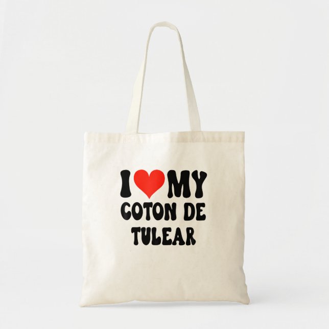 Bolsa Tote Eu Amo Meu Algodão De Tulear - Cachorro - Coração  (Frente)