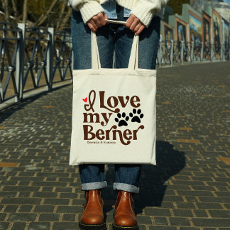 Bolsa Tote Eu Amo Meu Berner Bernese Mountain Dog Nome Person