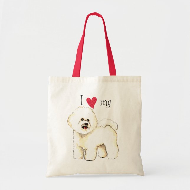 Bolsa Tote Eu amo meu Bichon Frise (Frente)