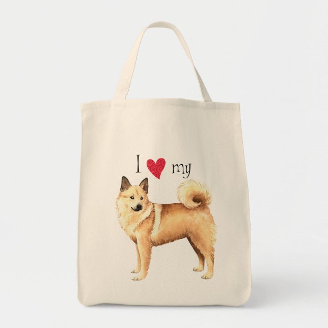 Bolsa Tote Eu amo meu Buhund norueguês (Frente)