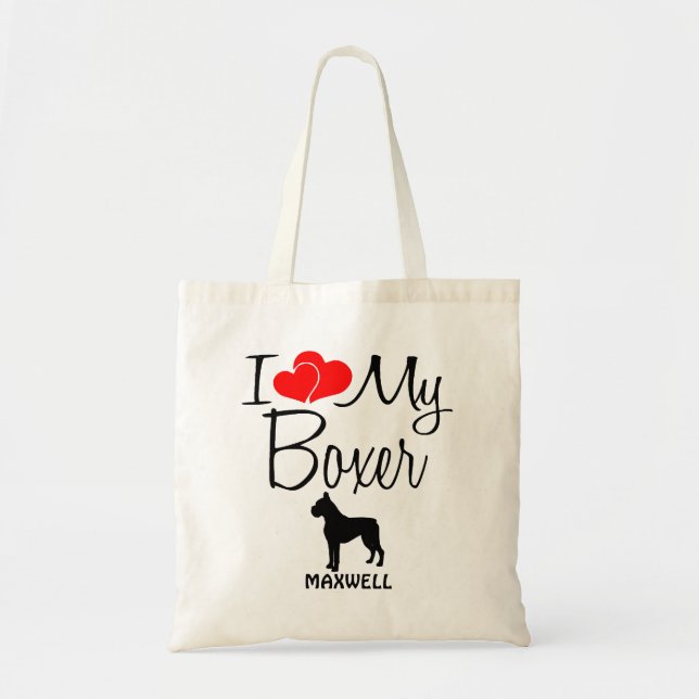 Bolsa Tote Eu Amo Meu Cachorro-Boxer (Frente)