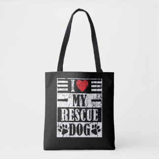 Bolsa Tote Eu Amo Meu Cachorro Resgatado Presente Engraçado V