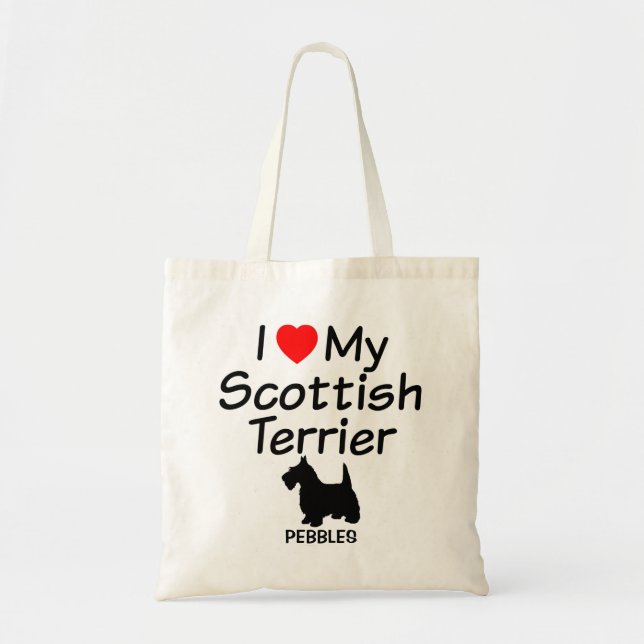 Bolsa Tote Eu Amo Meu Cachorro Terrier Escocês (Frente)