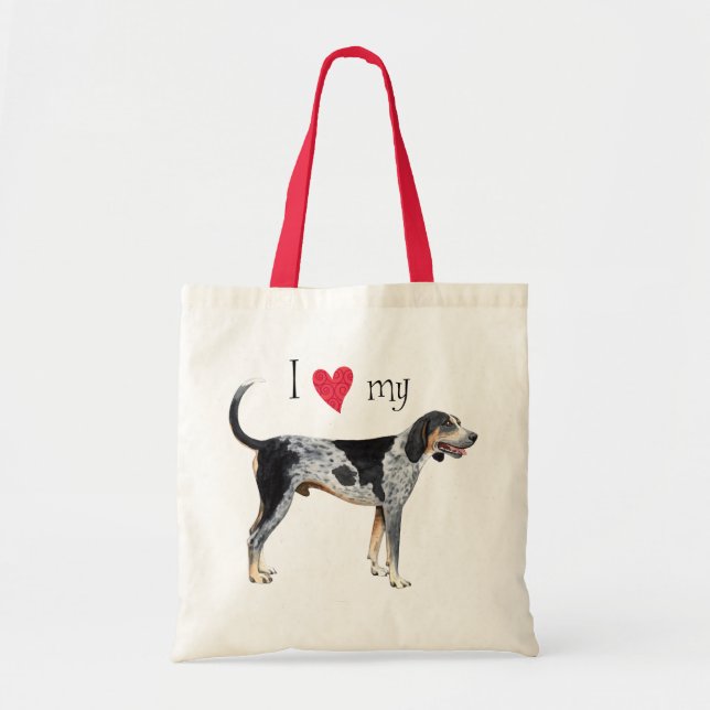 Bolsa Tote Eu amo meu Coonhound de Bluetick (Frente)
