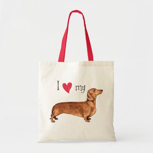 Bolsa Tote Eu amo meu Dachshund (Frente)