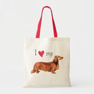 Bolsa Tote Eu amo meu Dachshund de cabelos compridos