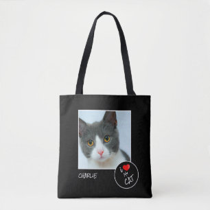 Bolsa Tote Eu Amo Meu Gato, Foto Personalizada - Pet Lovers