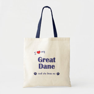 Bolsa Tote Eu amo meu great dane (o cão fêmea)