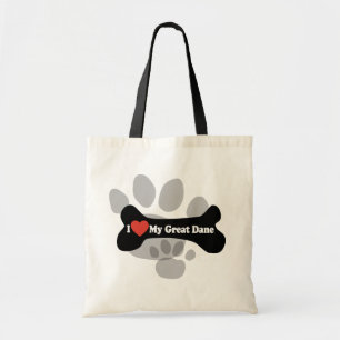 Bolsa Tote Eu amo meu great dane - osso de cão