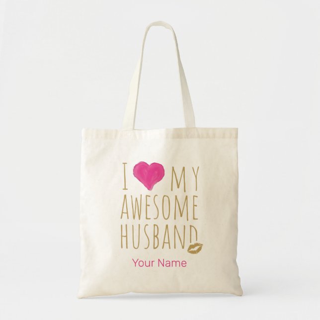 Bolsa Tote Eu amo meu incrível marido casando no aniversário (Frente)