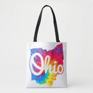 Bolsa Tote Eu Amo Meu Lar Ohio Script Tie Dye Ohio