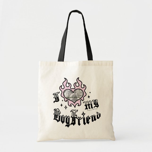 Bolsa Tote Eu Amo Meu Namorado - Rosa - DingusDesign  (Frente)
