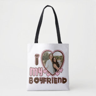 Bolsa Tote Eu Amo Meu Namorado Sacolas Marrom Rosa