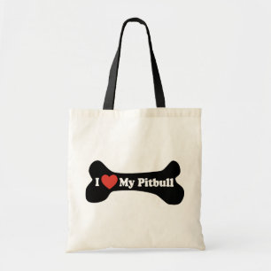 Bolsa Tote Eu amo meu Pitbull - osso de cão