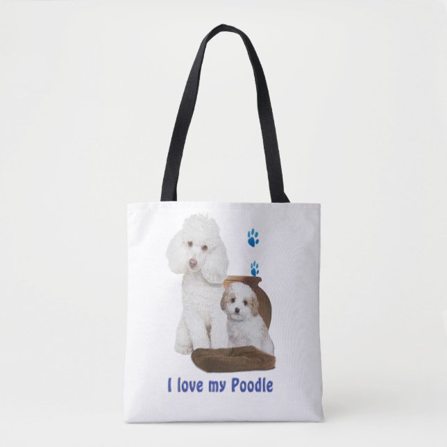 Bolsa Tote Eu amo meu Poodle (Frente)