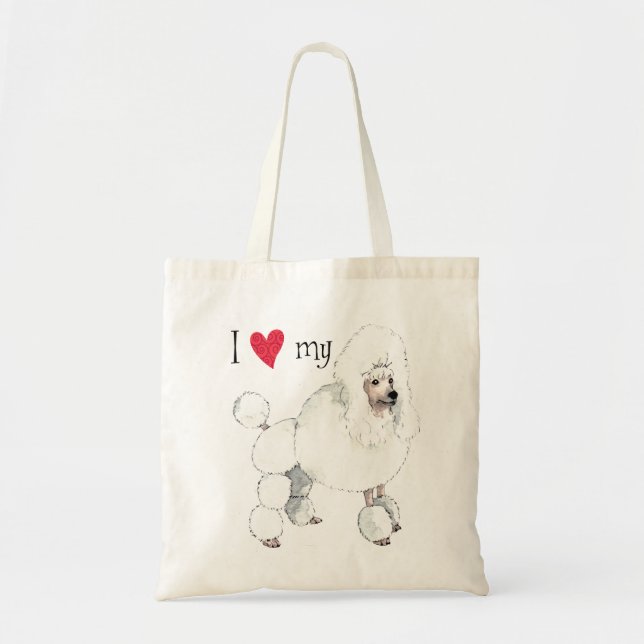 Bolsa Tote Eu amo meu Poodle Large Tote Bag (Frente)