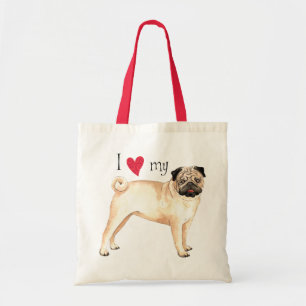 Bolsa Tote Eu amo meu Pug