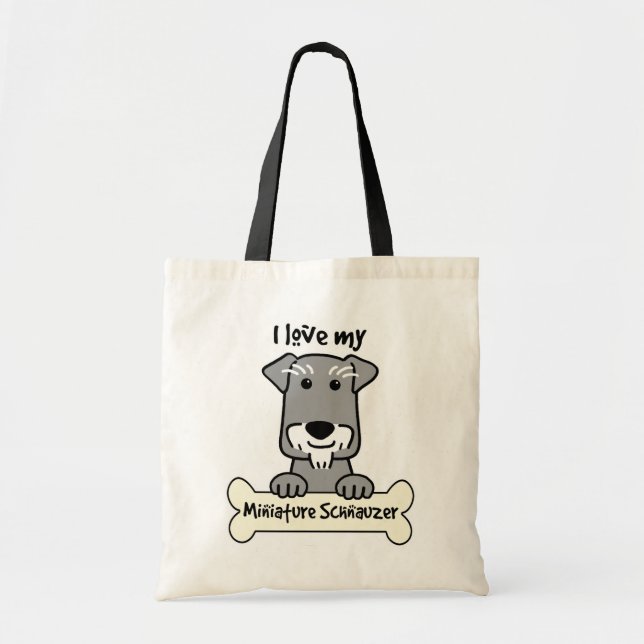Bolsa Tote Eu amo meu Schnauzer diminuto (Frente)