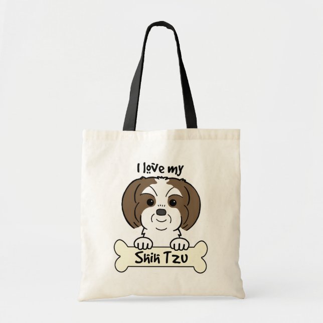 Bolsa Tote Eu amo meu Shih Tzu (Frente)
