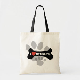 Bolsa Tote Eu amo meu Shih Tzu - osso de cão